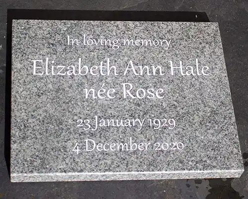 White Text on Celtic Grey Granite