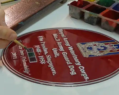 Hand Painted Zinc Plate with Raised Letters