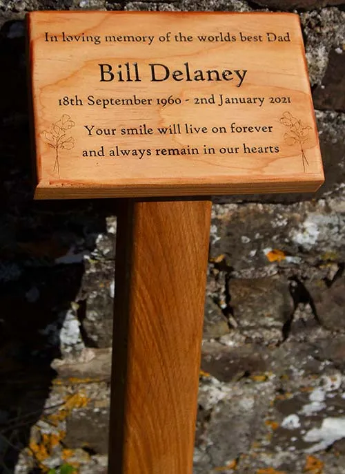 Douglas Fir Memorial Plaque on Post