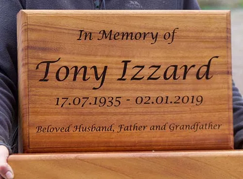 Heavy Wooden Memorial Tablet on Plinth