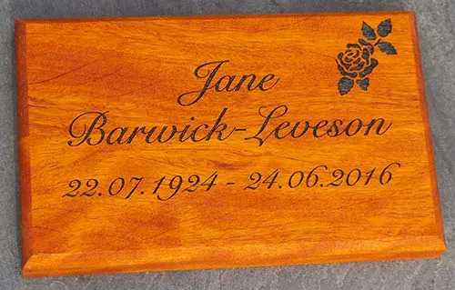 Opepe Wood Memorial Plaque