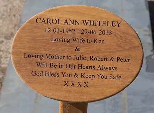 Oval Memorial Plaque on Post