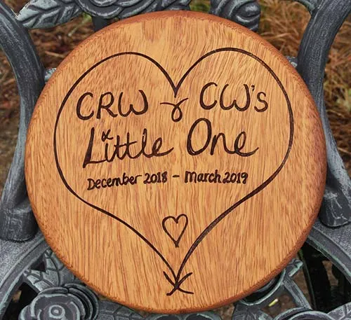 This was created using the beautiful customer artwork Round Wooden Memorial
