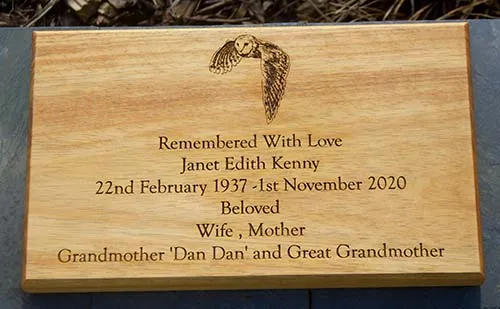 Memorial Plaque with Barn Owl
