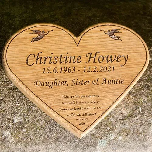 These can be made to any size. Wooden Heart Memorial Plaque