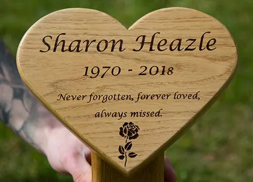 As standard the heart memorials are one size but we can make in other sizes Wooden Heart Memorial On a Post
