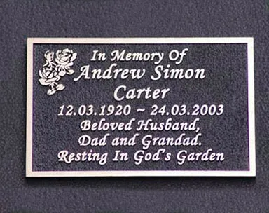 Cast Aluminium Memorial  Font Italic Corsiva