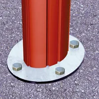 Post supported by base plate Base Plate