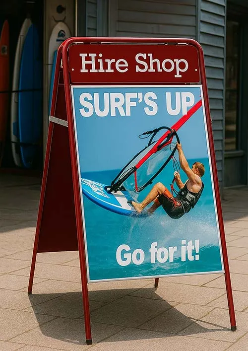 Poster holder with top panel