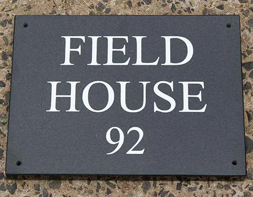 This sign measured 300mm x 225mm Black Granite Sign