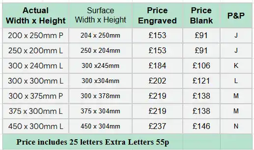 Slate Memorial Wedges Price List