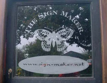 This was creared using sand-blast effect vinyl Window Signage