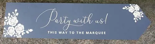 Durable aluminium event direction signage.