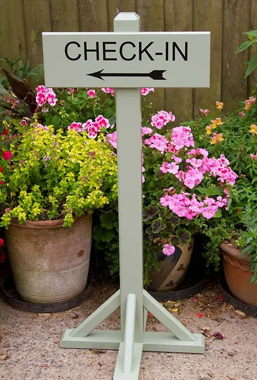 This was painted in Lichen Green. Check-In Movable Sign