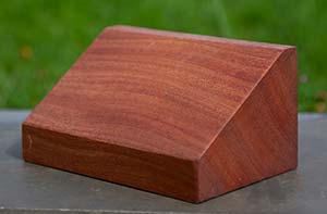 Wooden Wedge to display memorial plaques close to the ground.