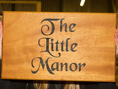 We can make all our wooden signs to any size. Large Iroko Wood Sign