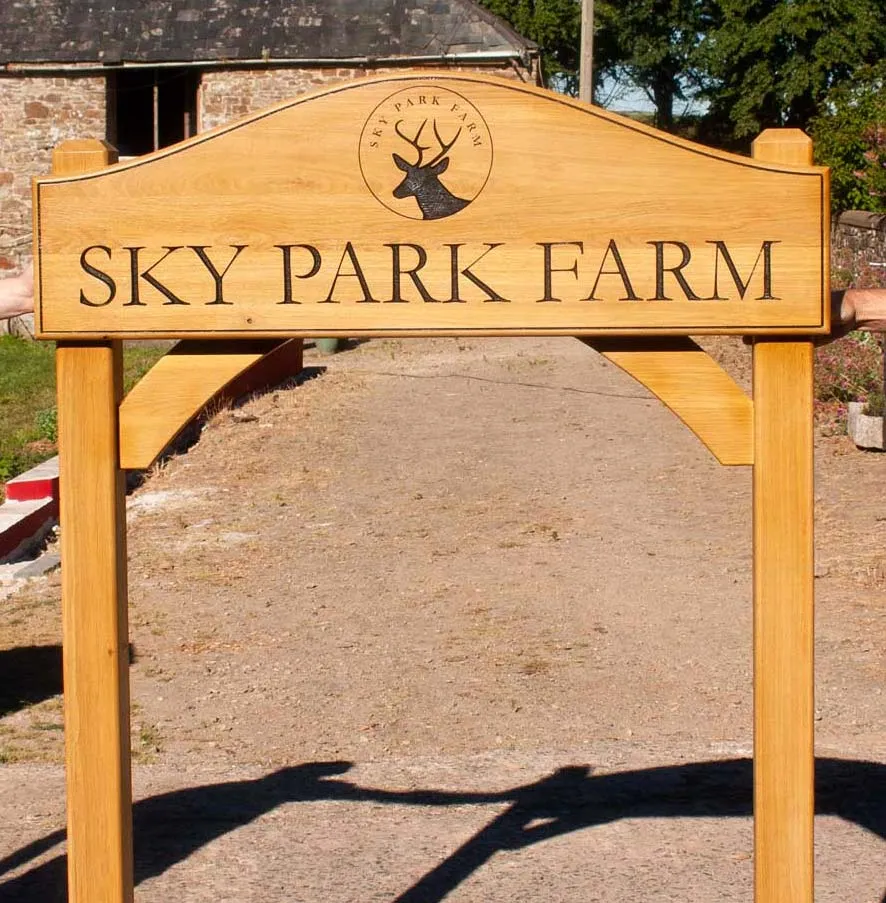 Oak Sign On Posts