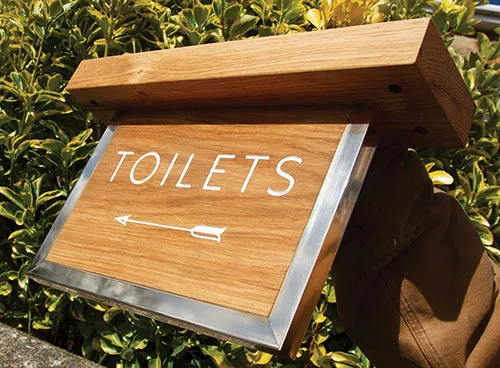 This was made to suit customer specifications Brass Edged Oak Hanging Sign