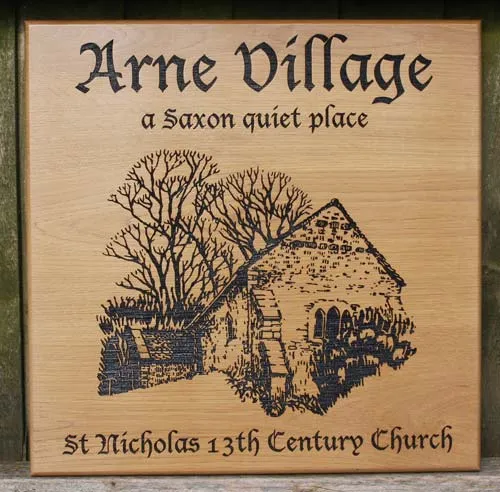 Large Oak Sign with Detailed Image