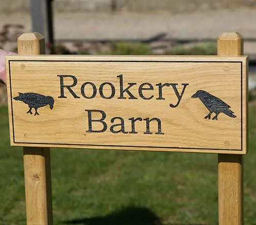 Oak Sign Front Fixed to Posts