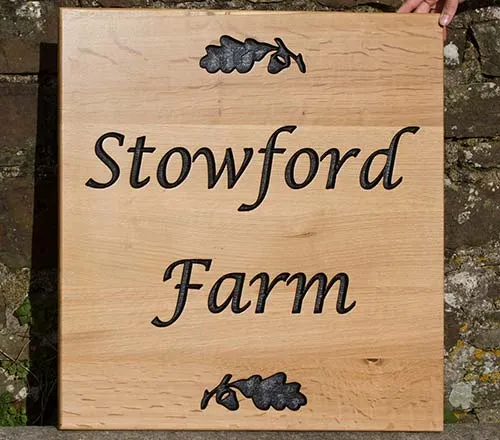Large Oak Sign with Oak Leaf Images