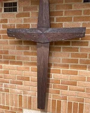 Wooden cross before refubishment. Wooden cross before refubishment.