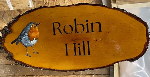 Hand Painted Robin on Rustic Timber