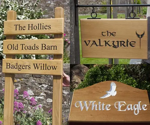 As well as different timbers we have wooden hanging signs and wooden sgns on posts. Various Wooden Signs