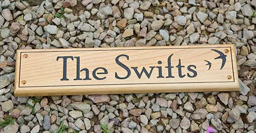 Cherry wooden house sign with border