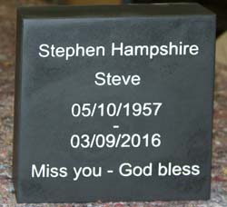 Small thick slate memorial. Small thick slate memorial.