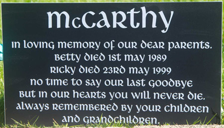 Large memorial plaque in black anodised aluminium