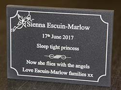 Silver or Black Laminate made from Brass Infant Loss Engraved Memorial Plaque 