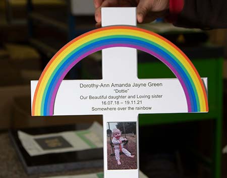 Bespoke painted cros with rainbow. Bespoke painted cros with rainbow.