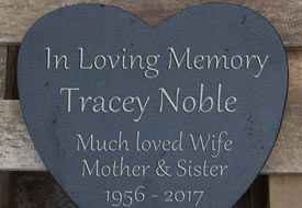 Heart shaped granite memorial