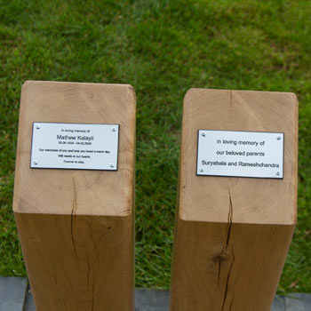 Green oak plinths for mounting plaques.
