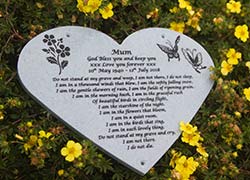 Heart shaped memorial plaque. Heart shaped memorial plaque.