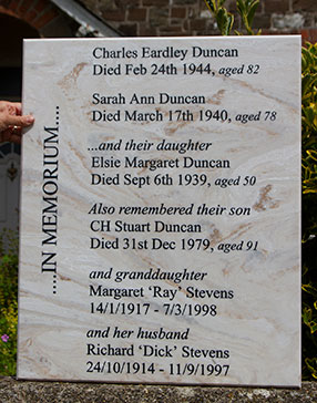 Large marble corian engraved memorial plaque. Large marble corian engraved memorial plaque.