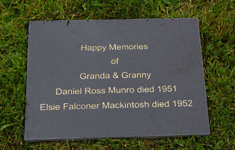 Granite memorial using the font arial - ideal for small lettering.
