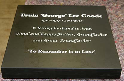 Memorial slate tablet made from 50mm slate.