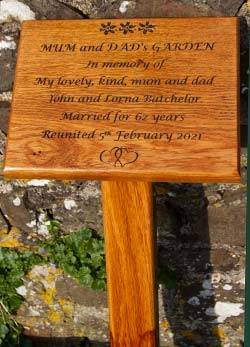 Wooden memorial treated with three coats of Osmo Oil. Wooden memorial treated with three coats of Osmo Oil.