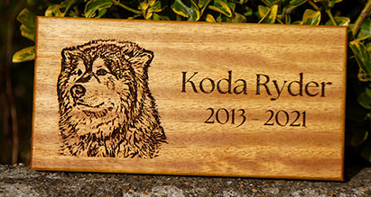 Wooden pet memorial