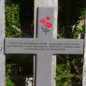 Slate corian memorial cross.