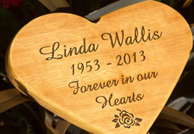 Iroko wood heart memorial