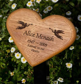Wooden heart on metal  stake
