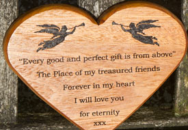 Oak heart memorial plaque