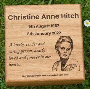 Wooden tablet with laser engraved photo.
