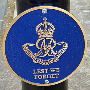 Blue bronze plaque.