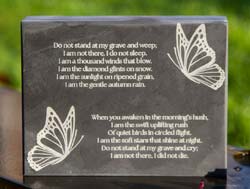 Good value etched slate memorial. Good value etched slate memorial.