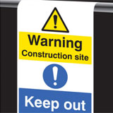 Roll top aluminium Keep Out Sign - hook over scaffolding Roll top aluminium Keep Out Sign - hook over scaffolding