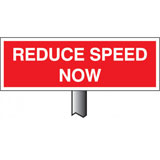 Reduce speed now sign